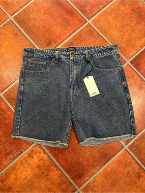 NWT Wesc Stockholm Men's Medium Blue Denim Cutoff Shorts